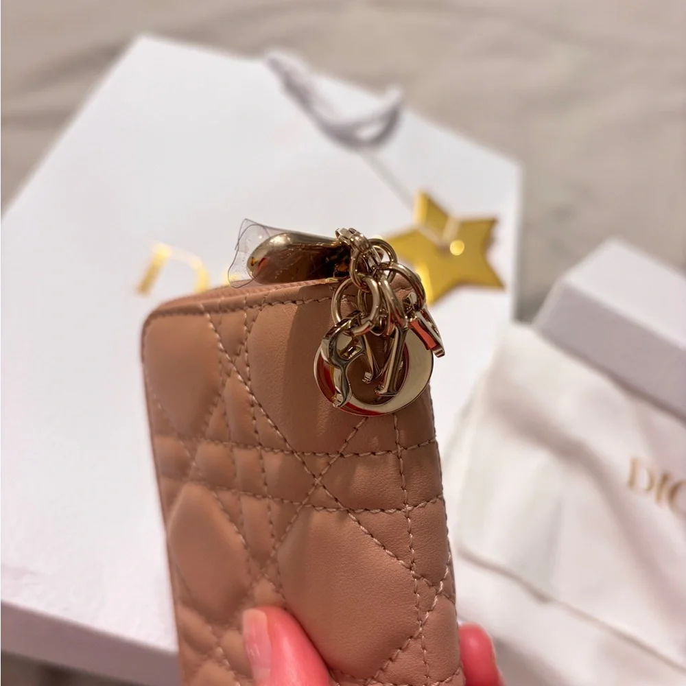Dior Blush Quilted Card Holder